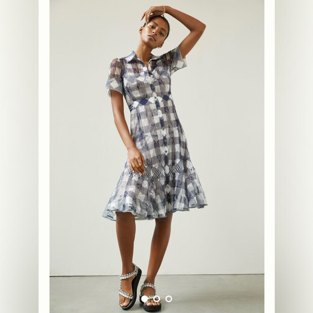 Anthropologie Blue and White Plaid Dress